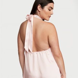 Soft pink Victoria Secret sugar coated rhinestone high-neck baby doll.